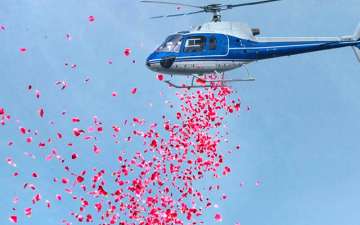 Flower Shower from Helicopter in Rajasthan